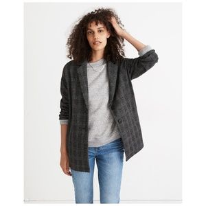 Madewell Glen Plaid Knit Oversized Blazer, size Large